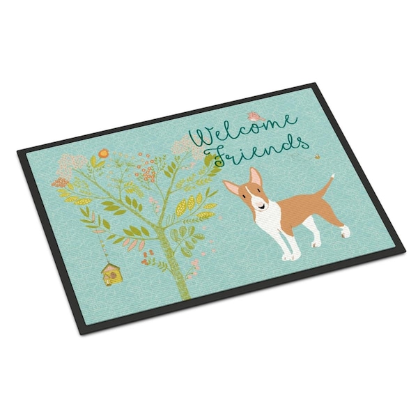 Carolines Treasures Welcome Friends Brown Bull Terrier Indoor or Outdoor Mat, 24 x 36 in. BB7605JMAT - main